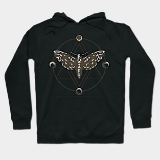 Moth Dead Head and circle of a phase of the moon. Hoodie